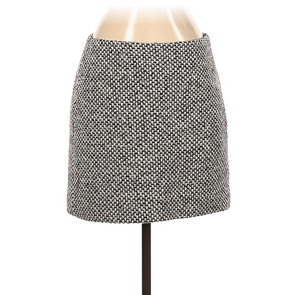 J Crew Tweed Wool Blend Black & White Grey Mini Skirt 2 - Picture 3 of 9
